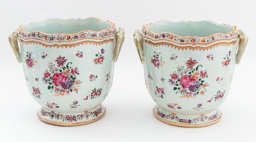 Chinese Export Porcelain Ice Buckets, Pair