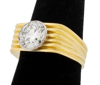 18K Yellow Gold Diamond Solitaire Ring, GIA Report