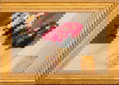 Bernard Cathelin "Zinias et Roses d'Inde" Oil