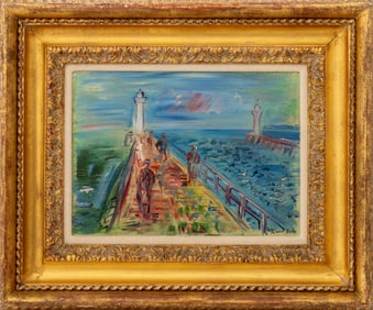 Raoul Dufy "Les Jetees de Deauville-Trouville" Oil