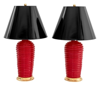 Christopher Spitzmiller "Spiral" Table Lamps, Pair