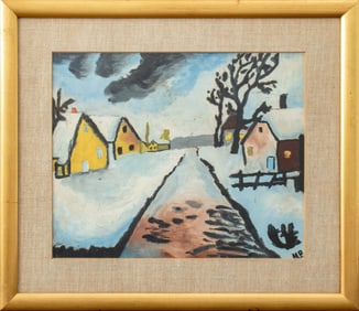 Hermann Max Pechstein Attr. Village Scene Oil