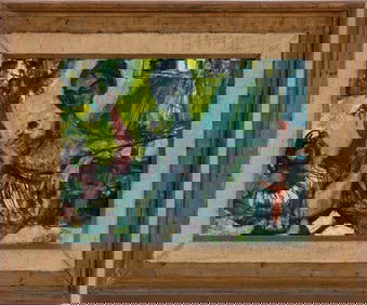 Zygmunt Menkes Woman with Flower Oil on Panel