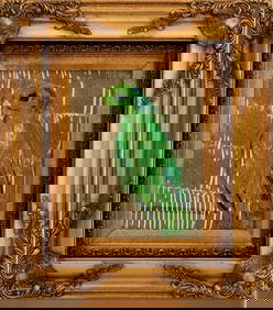 Hunt Slonem Green Parakeet Oil on Board, 2015 (1 of 6)