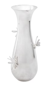 Italian Thistle & Bee Sterling Dragonfly Vase