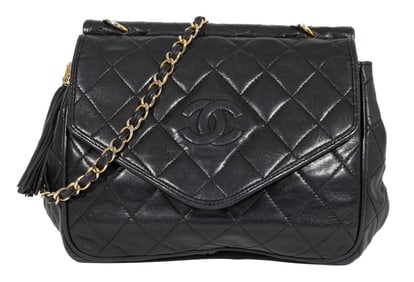 Chanel Black Lambskin Matelasse Crossbody Bag