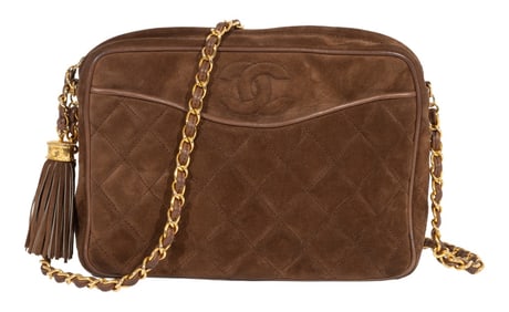 Chanel Matelasse Chocolate Suede Shoulder Bag