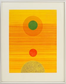 Gabor Peterdi Abstract Composition Yellow Etching