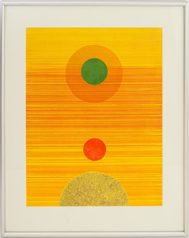 Gabor Peterdi Abstract Composition Yellow Etching
