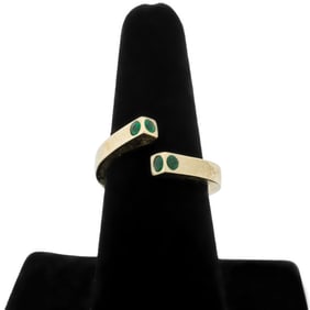 14K Yellow Gold Emerald Open Ring