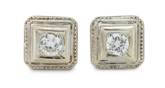 14K White Gold Diamond Earrings