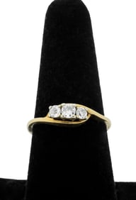 Krementz 14K Gold Old Mine Diamond 3-Stone Ring