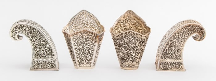 Cambodian 900 Silver Betel Nut Leaf Holders, 4