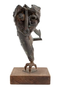 Illegibly Signed Found Object Figural Sculpture