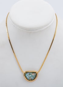 14K Gold Ancient Style Glass Handcrafted Pendant