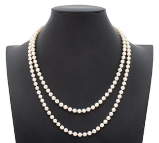 14K Yellow Gold 2-Row Cultured Pearl Necklace