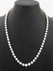 Pearl Necklace 14K White Gold Diamond Clasp