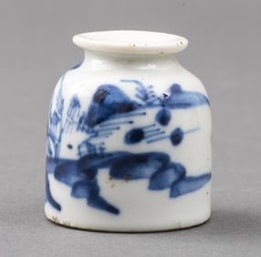 Chinese Blue & White Porcelain Brush Pot
