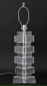 Karl Springer Style Triangular Stacked Lucite Lamp (1 of 7)