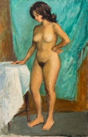 Ralph Clark Standing Female Nude Oil on Canvas
