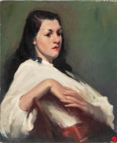 Phil Schumaker Seated Female Figure Oil on Canvas
