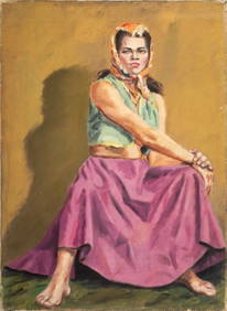 W. Ivers Portrait of a Seated Woman Oil on Canvas (1 of 4)