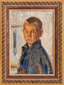 Fedor Kascheev "Boy" Oil on Board, 1962