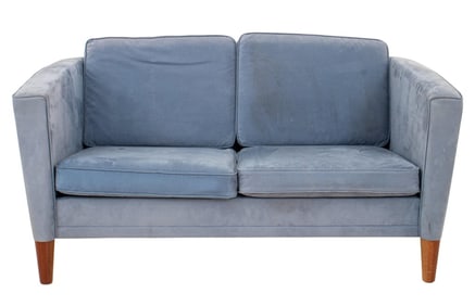 Borge Mogensen Style Blue Suede Upholstered Sofa