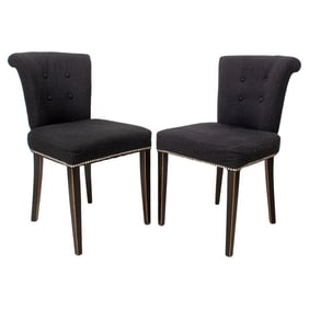 Art Deco Revival Wool Covered Boudoir Chairs, 2