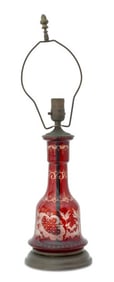 Bohemian Cranberry Glass Table Lamp