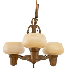 Art Deco Three-Branch Ceiling Light