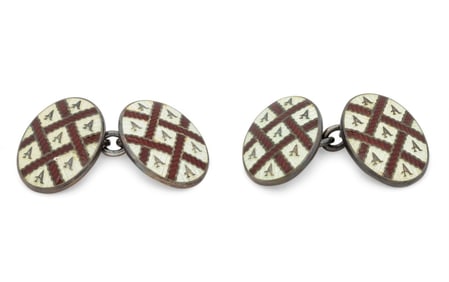 Asprey Sterling Silver Enamel Oval Cufflinks