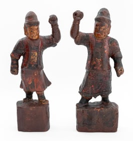 Chinese Lacquered Carved Wood Figures, 2