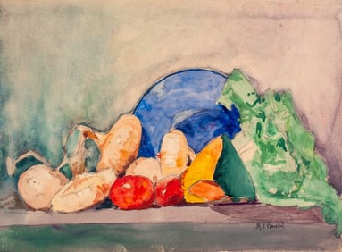 M. V. Bouttet Still Life Scene Watercolor on Paper
