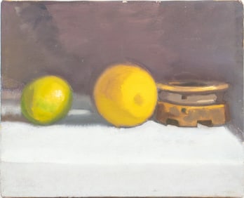 Signed Post-Impressionist Still Life of Fruit Oil