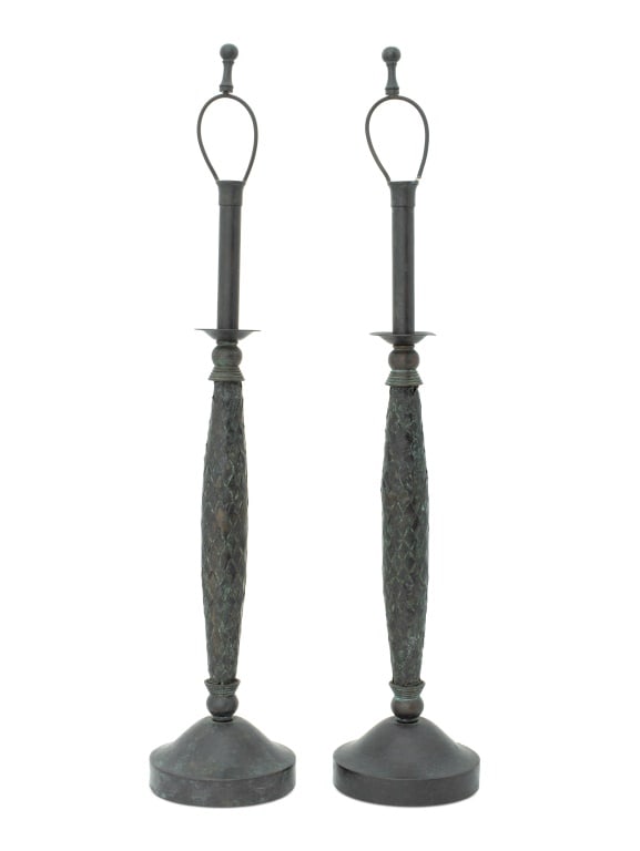 Hollywood Regency Woven Metal Table Lamps, Pair (1 of 4)