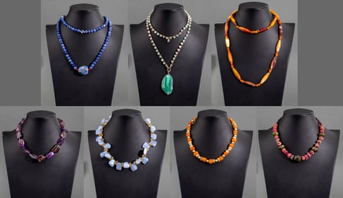 Ametrine, Tourmaline, Citrine, Etc. Necklaces, 7