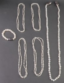 Pearl Beaded Necklaces & Bracelet, 6