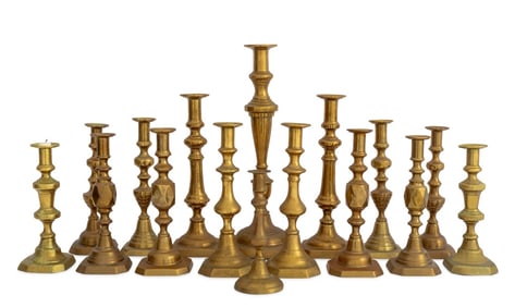 Collection of Brass Candlesticks, 16