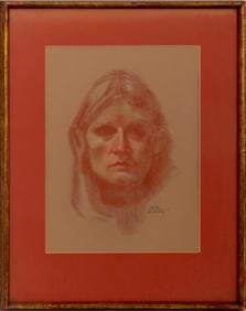 Anita Christy "Girl's Head" Conte Crayon on Paper