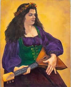 Penny Purpura Bohemian Musician Oil on Canvas