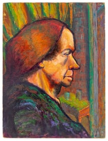 Joe Lustberg "Female Head" Oil on Board