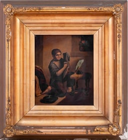 French School "Toilette du Soir" Oil on Card