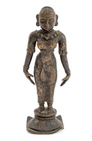 Indian Standing Lakshmi Bronze Sculpture