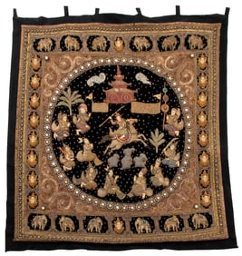 Thai Figural Group Embroidered Kalaga