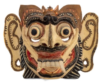 Balinese Carved and Painted Wood Barong Mask
