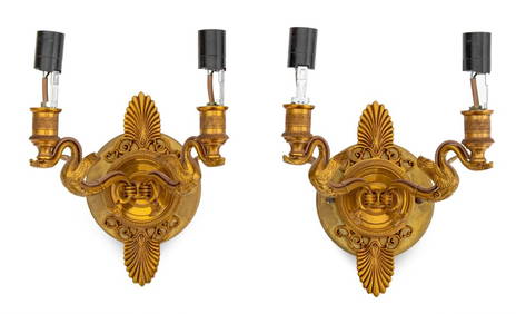 French Empire Style Gilt Brass Griffin Sconces, Pr (1 of 4)