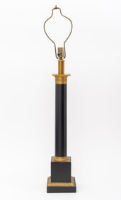 Neoclassical Style Brass Ebonized Column Lamp