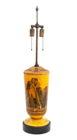 Neoclassical Decoupage Tole Peinte Urn as Lamp