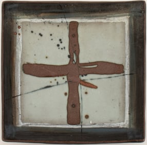 Albert Green Glazed Art Pottery Square Plate